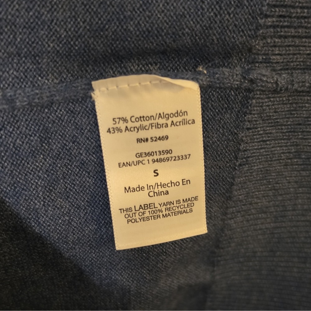 George Men's Crew Neck Knit Pullover Sweater Solid Blue Long Sleeve S #319 - Picture 6 of 8